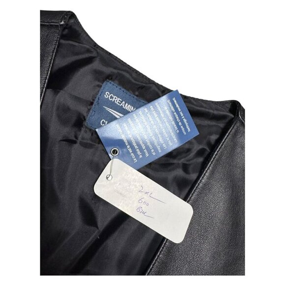 NWT SCREAMING EAGLE Genuine Leather Motorcycle Biker Black Vest Mens 2XL - Picture 5 of 5